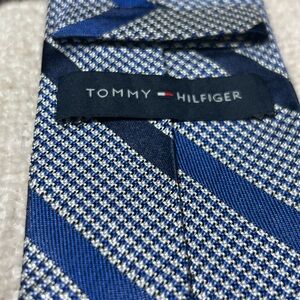 Tommy Hilfiger Navy and Silver Patterned Tie